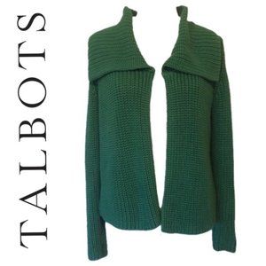 Talbots Petite Chunky Open front Cardigan 100% Cot